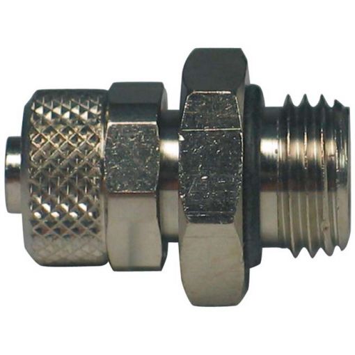 Ravni uvrtni priključak s cilindričnim vanjskim navojem, niklani mesing | Spojke sa steznim prstenom, Spojke sa usječnim prstenom