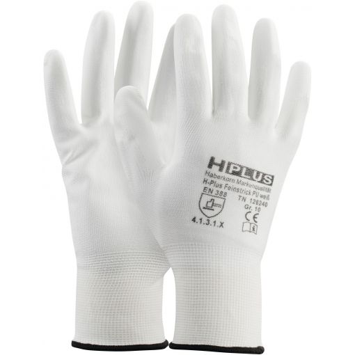 Zaštitne rukavice H-Plus, fino tkane, PU, bijele | Montažne rukavice