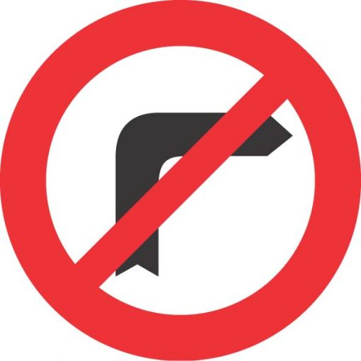 Prometni znak § 52/3b „Skretanje u desno zabranjeno“ | Gradilišni prometni znakovi, Cestovni prometni znakovi
