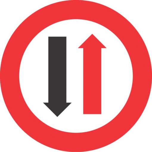 Prometni znak § 52/5 „Prednost prolaska vozila iz suprotnog smjera“ | Gradilišni prometni znakovi, Cestovni prometni znakovi