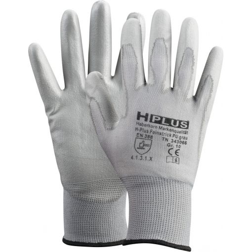 Zaštitne rukavice H-Plus, fino tkane, PU, sive | Montažne rukavice